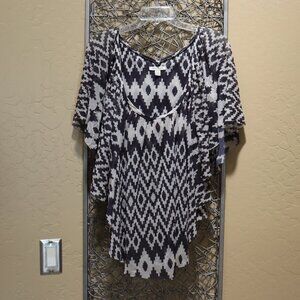 Boston Proper  Black and White Poncho Top.